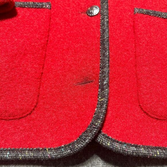 LL BEAN Pure Wool Cardigan Jacket Small‎ Womens Red Made In Austria Coat - Picture 2 of 9